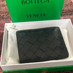 Bottega Veneta Black Intrecciato Leather Bifold Wallet with Box and Dustbag
